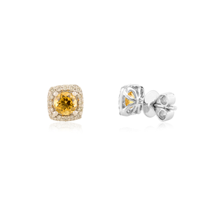 Precio de Fábrica al por Mayor, Diseño Minimalista, Aretes de Oro Blanco Real de 14K con Citrino y Diamantes, para Uso Diario, Joyería para Chicas - Product Image 5