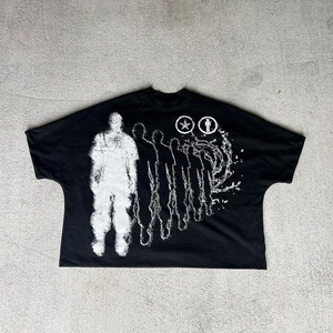 เสื้อยืดผู้ชายไซส์ใหญ่ ขายส่ง น้ำหนักมาก เสื้อถักทรงบ็อกซี่ แขนสั้น ผ้าฝ้าย 100% น้ำหนัก 220 กรัม สไตล์วินเทจ ด้านหน้าทรงพลัสไซส์ ปรับแต่งได้ - Product Image 1