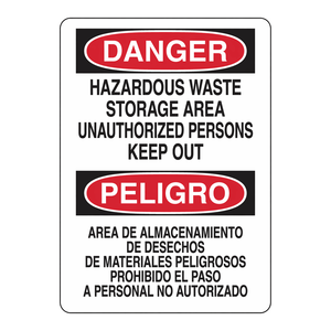 Panneau bilingue de signalisation de danger pour le stockage de déchets dangereux, pour une utilisation en intérieur et en extérieur - Product Image 1