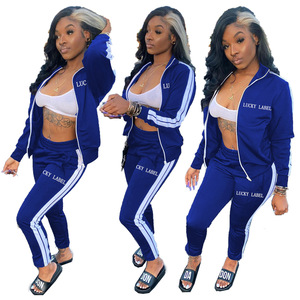 Conjunto Deportivo Azul para Mujer, Chaqueta con Cierre Frontal y Mangas Largas, Pantalones Deportivos con Bolsillos Laterales, Diseño 2 en 1 de Forro Polar para Otoño - Product Image 5