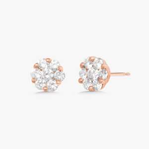 Diamond Flower Stud <b>Earring</b> Round Lab Grown 14k 18K Solid Gold Cluster Push Back Minimalist Everyday Luxury Floral Studs Jewelry - Product Image 5