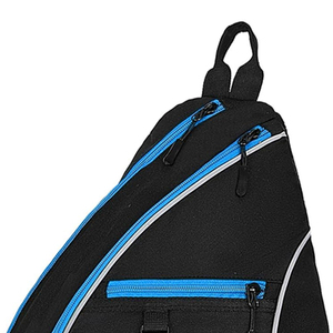 Crossbody Nylon Sport <b>Backpack</b> With Zipper Closure <b>Water</b> <b>Resistant</b> Black Bag For Outdoor Activities - Product Image 6