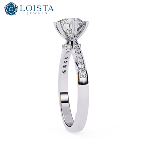 Bague de fiançailles personnalisée en diamant, bague en or avec diamant de laboratoire IGI rond, bague de mariage en diamant de laboratoire 18 carats - Product Image 3