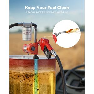 Portable <b>12V</b> <b>DC</b> 10 GPM Fuel Transfer Pump Kit with Auto Shut Nozzle and Discharge Hose Overheat Protection - Product Image 4