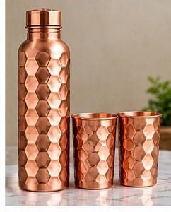 Botella de Agua Bohemia de Cobre con Tapa y 2 Tazas Grabadas con Mandala, Set de Bebidas Portátil para Viaje - Product Image 3