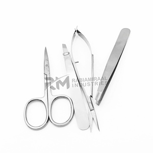 Pinzas de cejas ligeras de acero inoxidable con punta inclinada, producto de primera categoría RMI, juego de pinzas y tijeras para cejas plateadas - Product Image 6