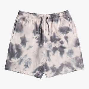 Shorts Tie-Dye Homme – Tissu Premium, Coupe Décontractée – Idéal pour l'Été – Motif Gris et Blanc – Longueur Courte - Product Image 1