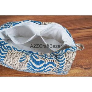 Ensemble de trousses de voyage durables en coton à motif pompon avec fermeture éclair - Écologiques, réutilisables, petite taille, pour rangement de maquillage - Product Image 6