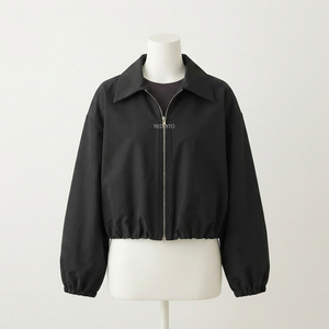 Women's Black <b>Canvas</b> Bomber Jacket Full Sleeve Hooded Collar Zipper Closure Waterproof Reversible Eco-Friendly Windproof Autumn - Product Image 1
