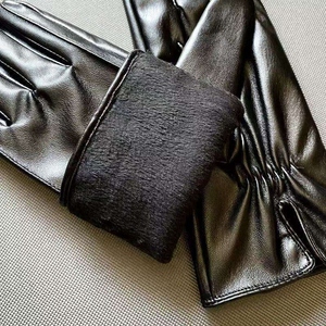 Women's PU Leather Plain Winter <b>Gloves</b> for Cycling Outdoor Party Use Red Black White Colors Keeping <b>Warm</b> - Product Image 3