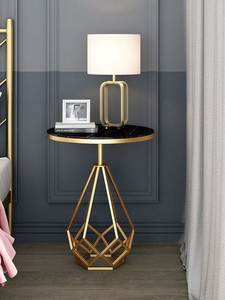 LINEA METAL FRAME <b>SIDE</b> <b>TABLE</b> WITH <b>MARBLE</b> <b>TOP</b> GOLD AND BLK Home Decor Handmade India Artisan Crafted Furniture Living Room Export - Product Image 5