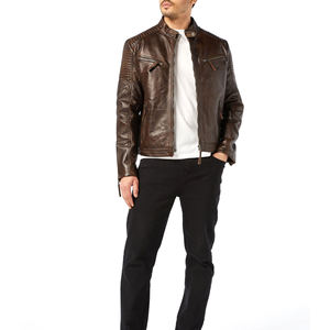 Veste en cuir véritable gaufré pour homme, confortable, respirante et écologique, idéale pour toutes les saisons – Vêtement d'extérieur classique en cuir - Product Image 3