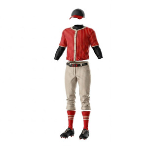 Conjunto de Uniforme de Béisbol a Rayas Rojas para Hombre, Camiseta de Manga Corta, Pantalones y Gorra, Transpirable, de Poliéster, para Todas las Temporadas, Uniformes de Béisbol Juveniles - Product Image 5