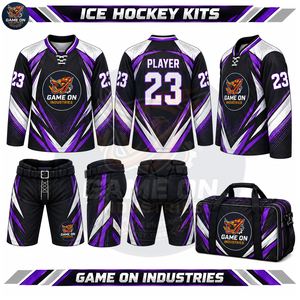 Ensemble de maillot de hockey sur glace, kit uniforme complet, tenue d'équipe professionnelle, maillot en polyester respirant, pantalon, chaussettes, personnalisation OEM ODM, vente en gros - Product Image 4