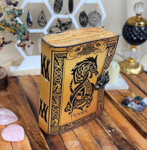 Diario de cuero Viking Fenrir: Grimorio nórdico hecho a mano, diseño de lobo celta - Product Image 5