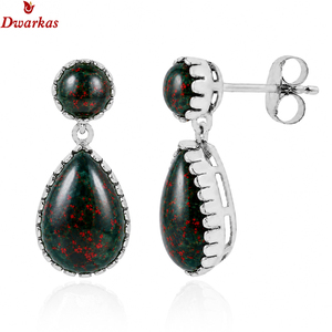 Trendy geometric water drop 925 sterling <b>silver</b> blood stone gemstone tear drop <b>earrings</b> jewelry women - Product Image 1
