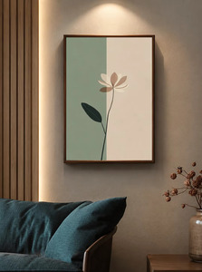 Décoration intérieure, peinture sur toile abstraite minimaliste moderne en acrylique faite à la main, cadre en bois, décoration murale intérieure - Product Image 2