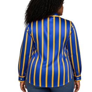 Camisa de satén a rayas Sigma Gamma Rho personalizada para mujer, blusa de manga larga con letras griegas, elegante, informal, de moda para hermandades - Product Image 2
