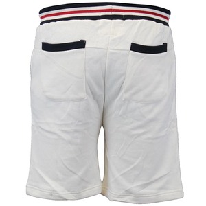 Pantalones Cortos Bermuda de Algodón Tejido Blanco para Hombre con Rayas Laterales, Cintura con Cordón Ajustable, Corte Medio, Estilo Casual - Product Image 3