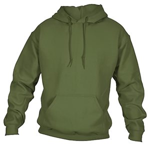 เสื้อฮู้ดผู้ชายสีเขียวมะกอก ทรงปกติ ผ้าฝ้ายฟลีซ 100% กันน้ำ เป็นมิตรกับสิ่งแวดล้อม สวมใส่สบาย มีกระเป๋าหน้า - Product Image 1