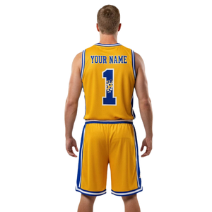 Ensemble uniforme de basket-ball pour hommes, maillot sans manches à col en V, short, imprimé à rayures diagonales croisées, bandes contrastées sur le bas, nom et numéro personnalisés - Product Image 2