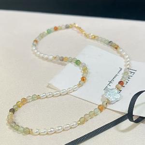 Collar de Perlas de Agua Dulce Barrocas de Alta Gama con Ágata Pavo Real y Flor de Ciruelo, Cadena de Clavícula de Lujo Ligero, Belleza Natural - Product Image 2