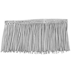 Frange en fil d'argent OEM, personnalisée, pour uniforme tactique, franges de vêtement, artisanat textile, dentelle en fil d'argent 8cm - Product Image 1