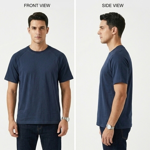 Camiseta al por mayor 100% algodón ecológica unisex, suave, transpirable, con manga raglán y cuello redondo para moda urbana y estilo diario. - Product Image 3
