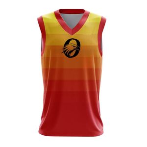 Camiseta de Baloncesto Personalizada Amarilla, Naranja y Roja, Uniforme Deportivo sin Mangas, Ligero, Transpirable, Ropa Deportiva para Equipos - Product Image 1