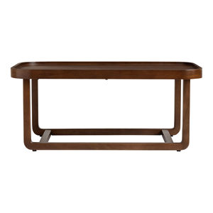 Mid-Century Modern Design Walnut Finish Curved Tray Style Top With <b>Wooden</b> Legs Home Living Room Office Sofa Center <b>Coffee</b> <b>Table</b> - Product Image 5