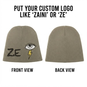 Gorro Unisex ZAINI, Premium, 300 GSM, Tejido de Punto Acrílico, Cálido, Elástico, con Borde, Color Gris Oliva, para Invierno - Product Image 1