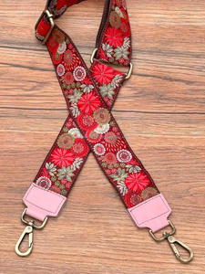 Banjara en cuir suédé sac sangle brodé bandoulière sac à main sangle Floral Boho remplacement guitare sangles réglables pour les femmes - Product Image 3
