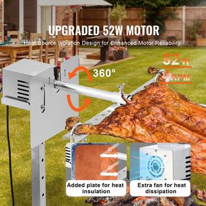 Kit Girarrosto Elettrico da 52W per Barbecue, Supporto Universale da 56 Pollici, Capacità 60 kg, Regolazione Automatica dell'Altezza per 132 Pollici - Product Image 2