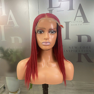 Precio al por Mayor, Cabello Humano Vietnamita 100% Virgen, Peluca de Encaje, Liso, Color Rojo, Extensiones de Cabello Super Double Drawn - Product Image 3