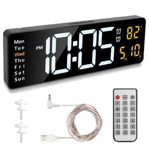 นาฬิกาแขวนผนัง LED ดิจิตอลขนาด 15.7 นิ้ว พร้อมรีโมทคอนโทรล ปรับความสว่างได้ 10 ระดับ ตั้งปลุกได้ 3 ครั้ง แสดงเวลาแบบ 12/24 ชั่วโมง ตั้งเวลาถอยหลัง แสดงอุณหภูมิ - Product Image 1
