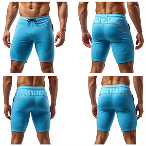Shorts de sport pour hommes, fabricant sur mesure, fitness, entraînement, course à pied, vêtements de sport athlétiques, respirants, séchage rapide, évacuation de l'humidité - Product Image 5