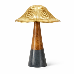 Decoración de Mesa con Forma de Hongo de Mármol Verde y Amarillo con Tapa Dorada de Resina y Aluminio, Elegante Adorno para Decoración Moderna del Hogar - Product Image 5