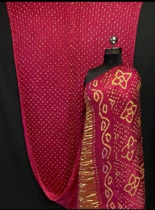 Sari en soie Gajji Bandhani de créateur, soie douce, tenue ethnique traditionnelle, vente en gros - Product Image 4