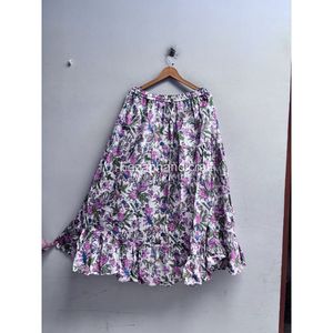 Jupe longue bohème à imprimé floral pour femme, taille élastique, en coton doux, jupe d'été - Product Image 2