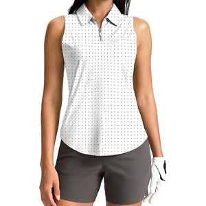 Polo de golf sans manches pour femme, coupe ajustée, respirant, avec logo personnalisé et imprimé intégral, col zippé, ensemble de sport de golf pour femme - Product Image 5