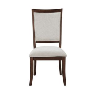 Traditional 2-Piece Dining Side <b>Chairs</b> Set Cherry Finish Wooden Beige <b>Upholstered</b> Seat Formal Dining Room Furniture - Product Image 3