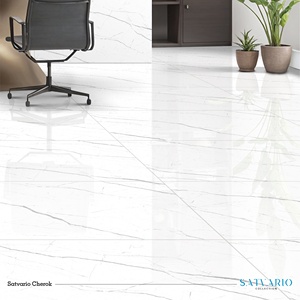 Azulejos de cerámica efecto mármol blanco de 60x120cm para suelo de casa, sala de estar, acabado brillante, patrón cuadrado, buen precio. - Product Image 5