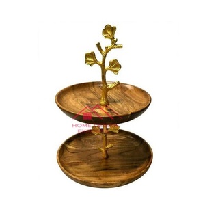 Soporte de pastel con nivel de madera Boda Fiesta de cumpleaños Borde decorativo Soportes de pastel al por mayor Metal de aluminio con acabado dorado - Product Image 6