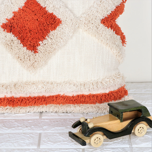 Hand Tufted Boho Ivory and Orange Cushion Cover Textured Handmade Decorative <b>Pillow</b> <b>Case</b> for Sofa Bedroom Living Room Home Decor - Product Image 5