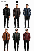 Veste en tricot coupe slim pour homme X Sports City, en cuir PU noir, col rabattu, fermeture éclair, logo frontal uni, coupe-vent, automne