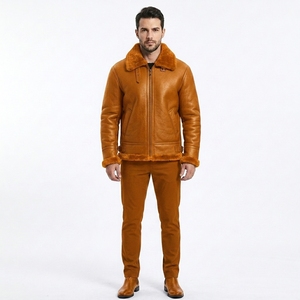 Blouson Homme Effet Cuir Premium avec Bordure en Fourrure Douce – Veste d'Hiver Chaude Décontractée pour l'Extérieur – Fermeture Éclair Intégrale – Vêtement d'Extérieur Tendance – Fabricant - Product Image 1