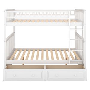 Lit superposé convertible blanc double sur double avec tiroirs Lits pour enfants Ancien SKU SM000241AAK 1 - Product Image 6