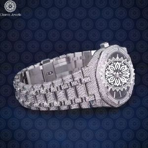 Charm Jewells Montre de luxe pour femme en acier inoxydable, boîtier tonneau de 38 mm, lunette sertie de diamants, quartz analogique, fermoir pliant - Product Image 2