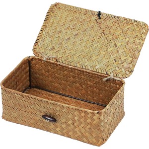 Handwoven Seagrass <b>Storage</b> <b>Basket</b> With Lid Handmade <b>Storage</b> <b>Basket</b> Wholesale eco-friendly Made in Vietnam - Product Image 1