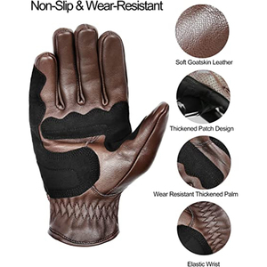 Full <b>Finger</b> Leather Racing Gloves for Motorbike Riders with Non Slip Grip Reinforced Stitching and Wrist <b>Support</b> - Product Image 2